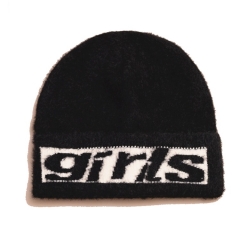 Custom Soft Fleece Sports Black Beanie Hats Knitted For Girls