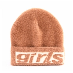 Custom Soft Fleece Sports Black Beanie Hats Knitted For Girls