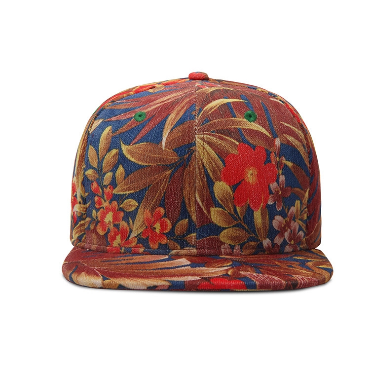 Custom Floral Snapback Hat Flat Brim