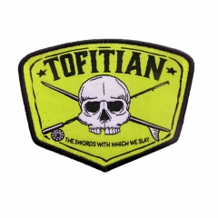 Costom Woven Patches Embroidered Border Hook & loop Backing