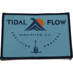 High Quality lowest price woven Custom label patch with hook&loop backing merrow border